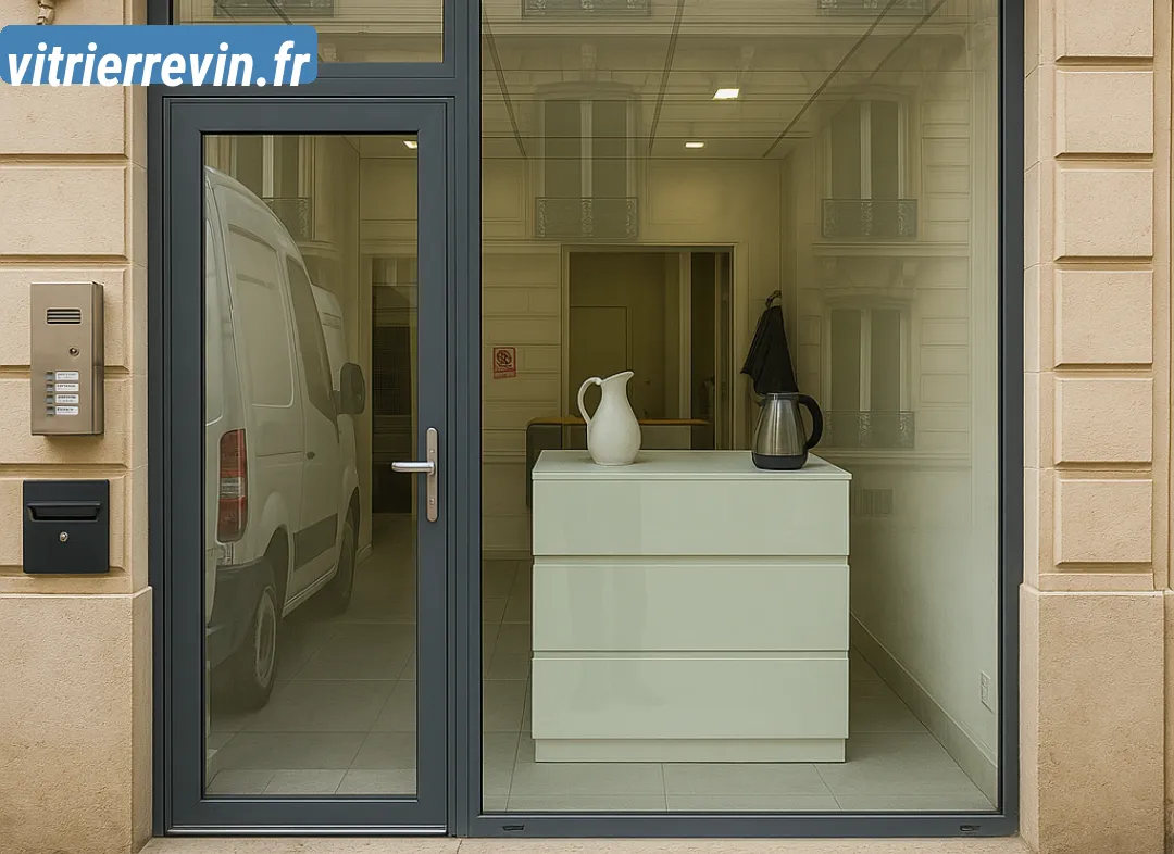 Façade vitrine de magasin en aluminium sur mesure à Revin
